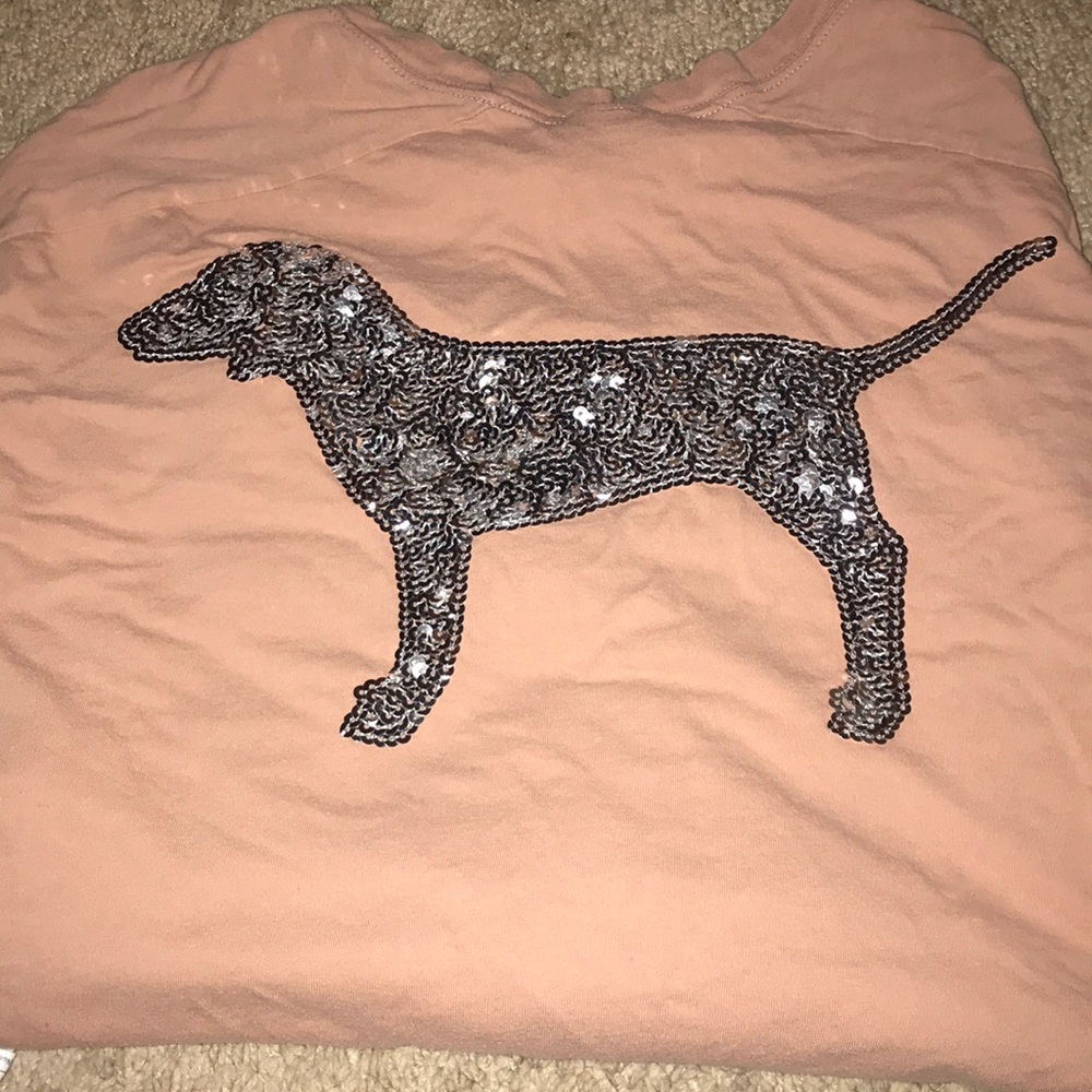 PINK long sleeve t-shirt with silver dog.